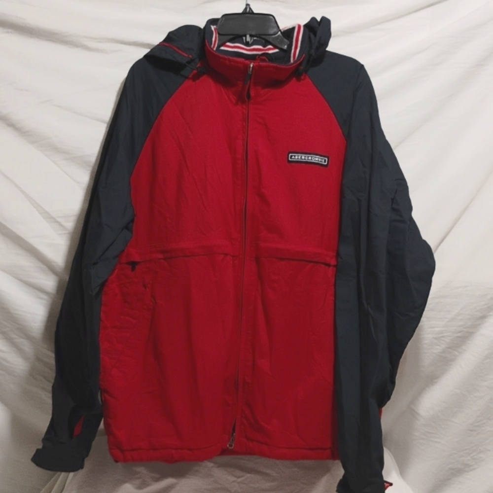 (D-4) Abercrombie & Fitch 092 Gym Issue Full Zip Up Coat W Hood Sz.L